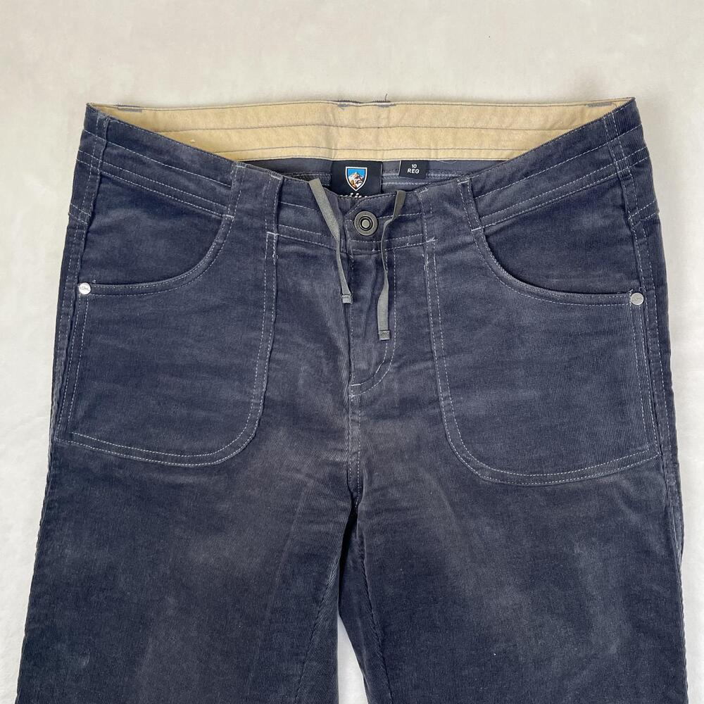 Kuhl Pants Womens 10 Gray Corduroy Chino Straight Leg Stretch Travel Hiking - Picture 2 of 9